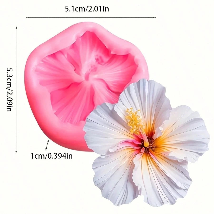 4pcs Hibiscus Flower Silicone Mold, Adopting 3D Hibiscus Flower Shape, Suitable For Handmade Soap, Gypsum, Clay And Resin. Ideal For Valentine's Day, Easter, Mother's Day And Weddings