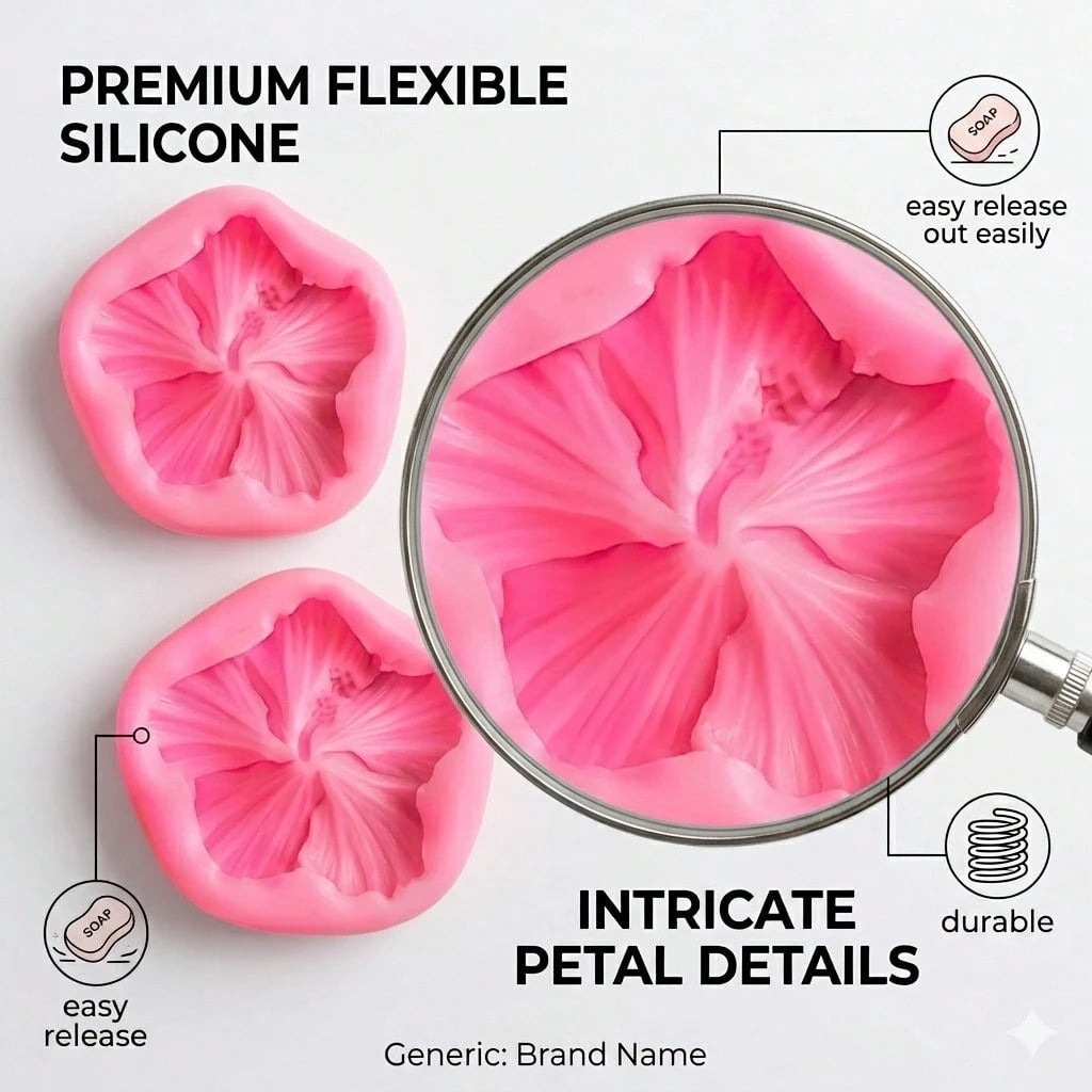 4pcs Hibiscus Flower Silicone Mold, Adopting 3D Hibiscus Flower Shape, Suitable For Handmade Soap, Gypsum, Clay And Resin. Ideal For Valentine's Day, Easter, Mother's Day And Weddings