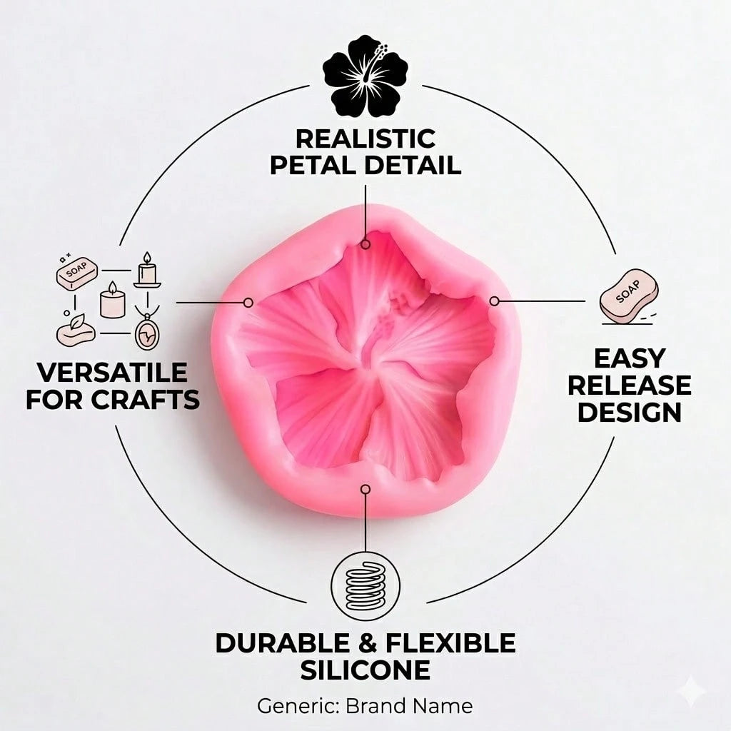 4pcs Hibiscus Flower Silicone Mold, Adopting 3D Hibiscus Flower Shape, Suitable For Handmade Soap, Gypsum, Clay And Resin. Ideal For Valentine's Day, Easter, Mother's Day And Weddings