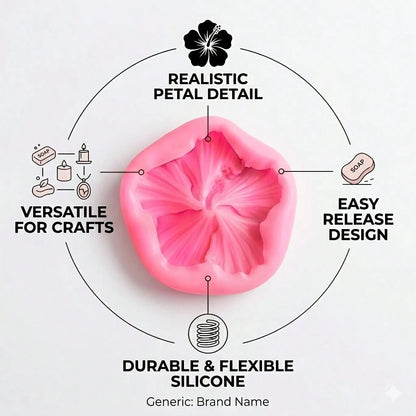 4pcs Hibiscus Flower Silicone Mold, Adopting 3D Hibiscus Flower Shape, Suitable For Handmade Soap, Gypsum, Clay And Resin. Ideal For Valentine's Day, Easter, Mother's Day And Weddings