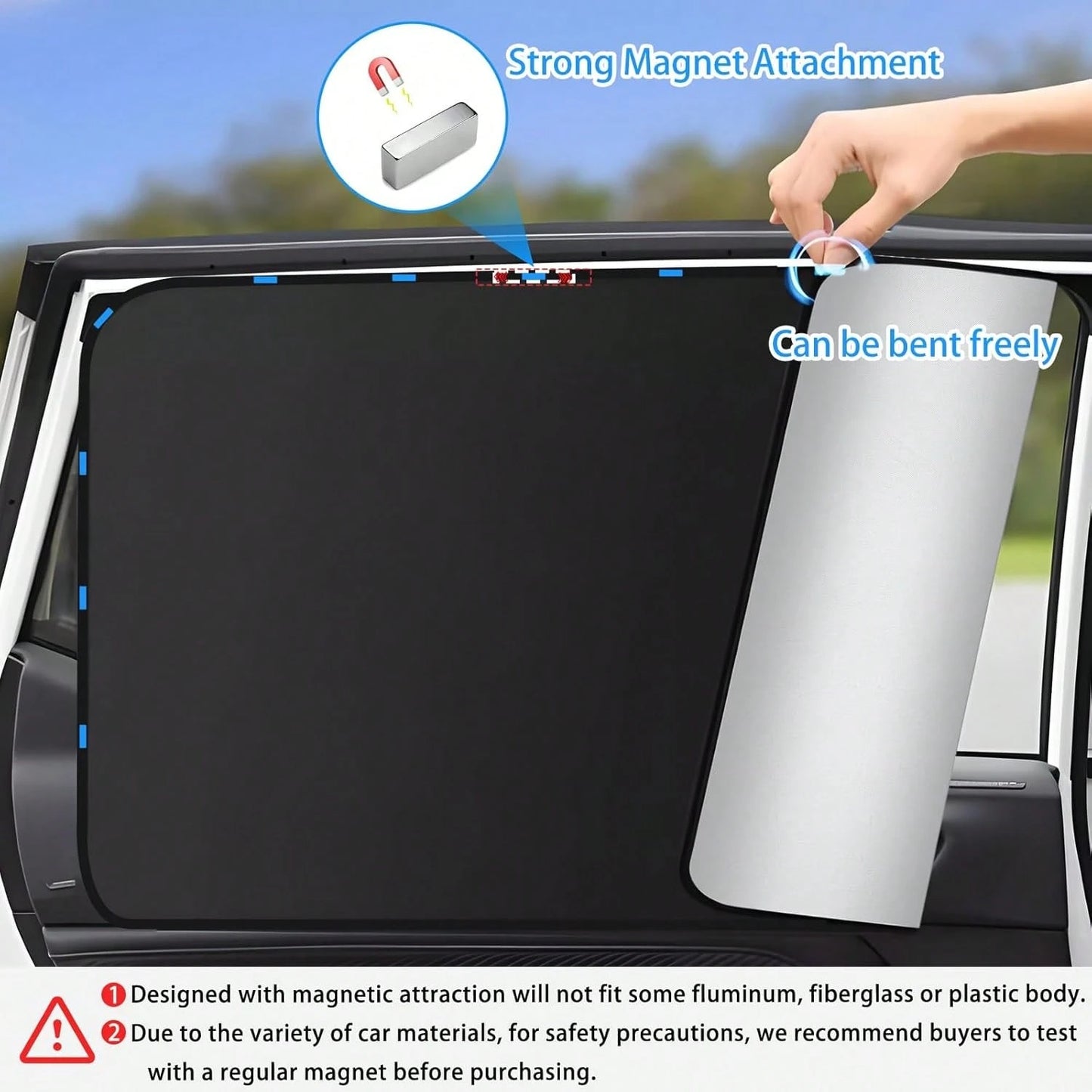 4pcs Magnetic Car Side Window Sunshades- Titanium Silver Front And Rear Privacy Curtains, UV Protection, Suitable For Velvet And Diaper Changing, Fits Sedan, Car, SUV, Strong Adhesion, Can Be Used As