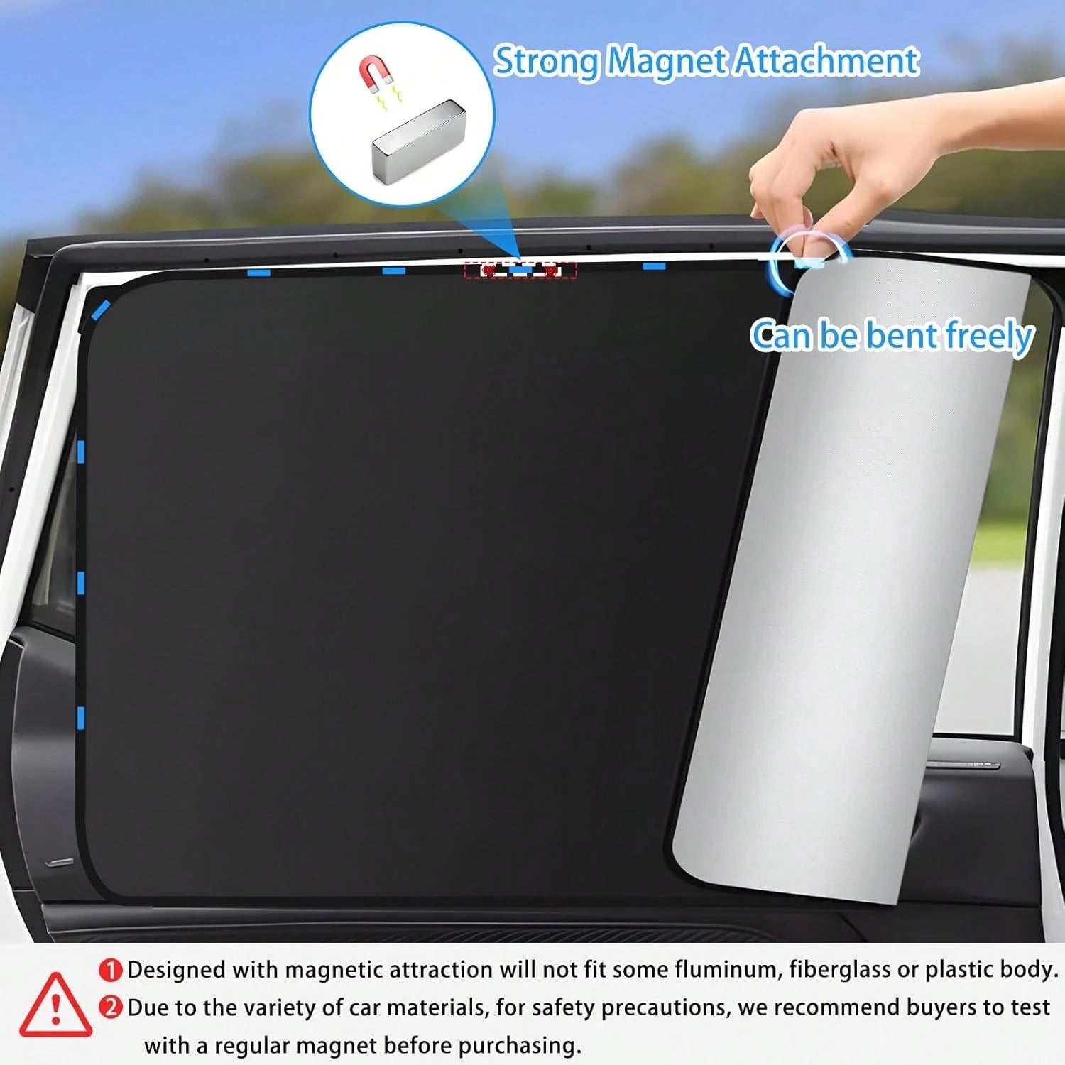 4pcs Magnetic Car Side Window Sunshades- Titanium Silver Front And Rear Privacy Curtains, UV Protection, Suitable For Velvet And Diaper Changing, Fits Sedan, Car, SUV, Strong Adhesion, Can Be Used As
