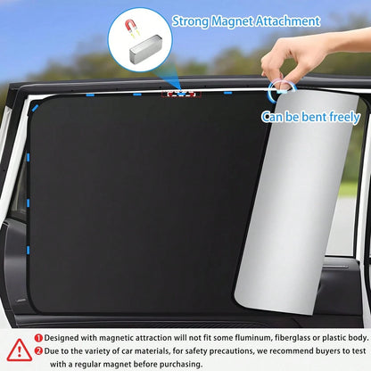 4pcs Magnetic Car Side Window Sunshades- Titanium Silver Front And Rear Privacy Curtains, UV Protection, Suitable For Velvet And Diaper Changing, Fits Sedan, Car, SUV, Strong Adhesion, Can Be Used As