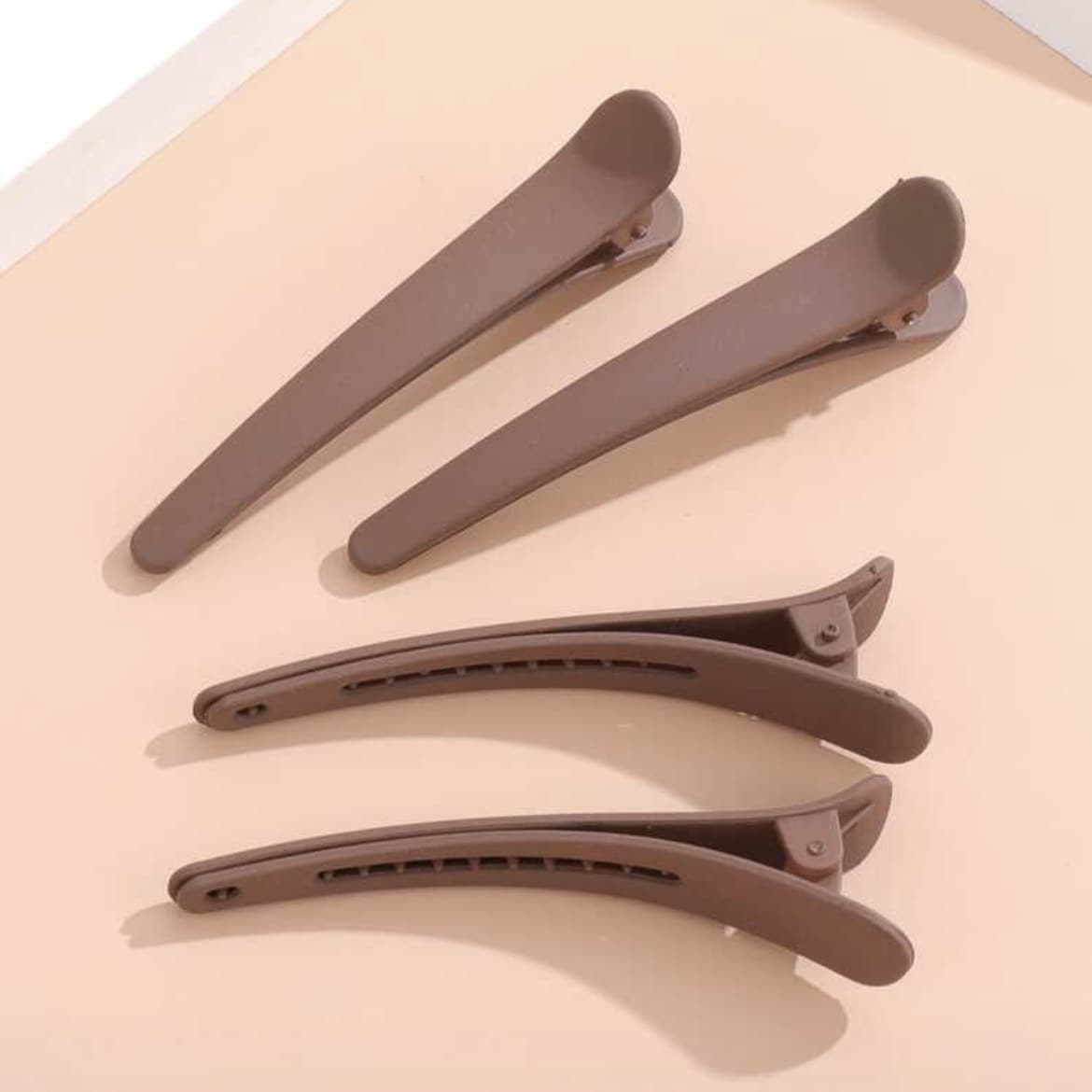 4pcs Matte Finish Sectioning Duckbill Hair Clips With Positioning Function