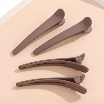 4pcs Matte Finish Sectioning Duckbill Hair Clips With Positioning Function