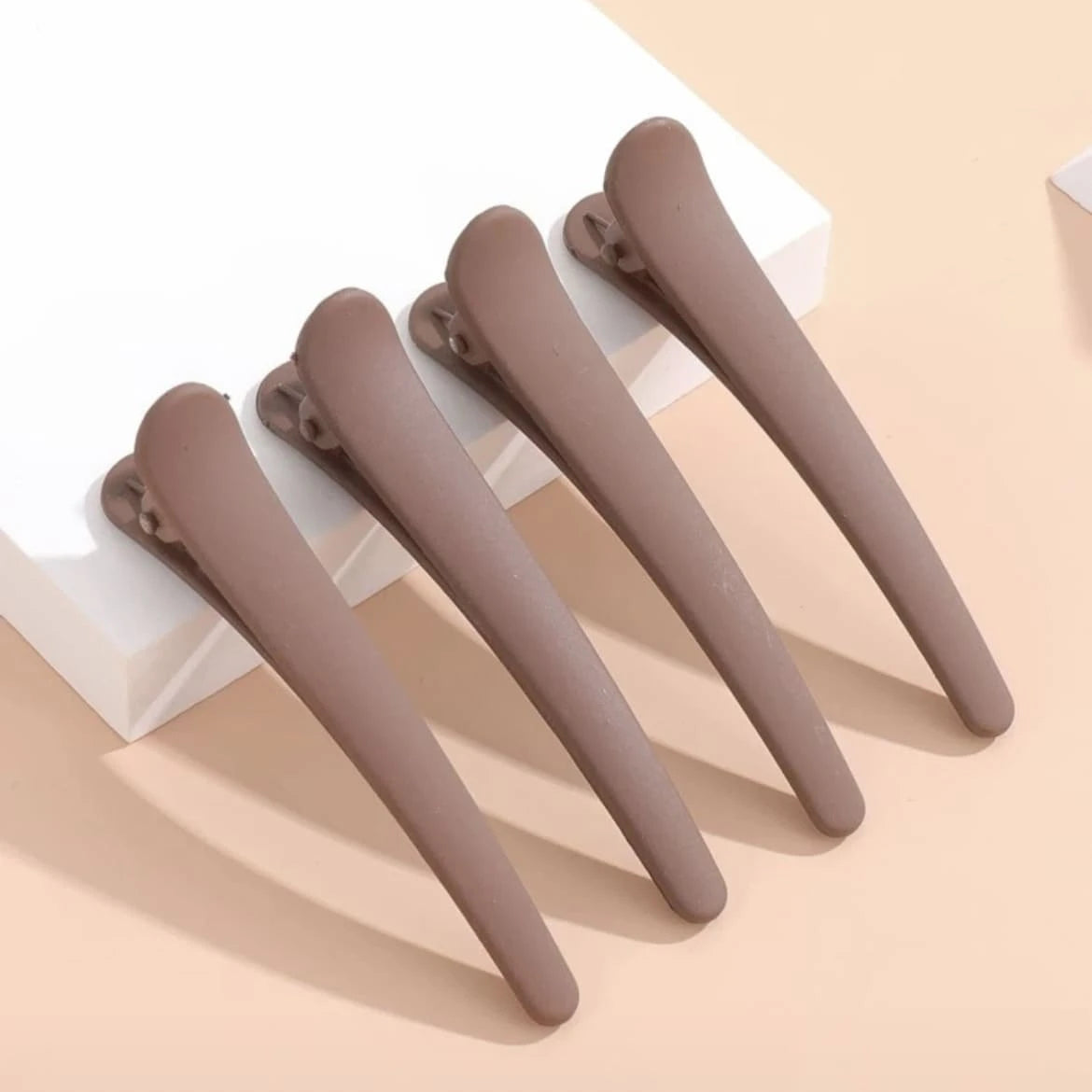 4pcs Matte Finish Sectioning Duckbill Hair Clips With Positioning Function