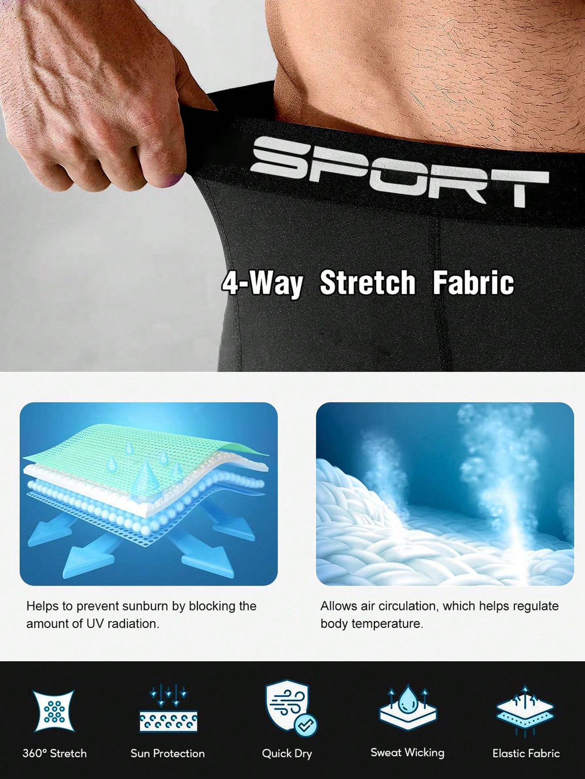 4pcs Men's High Elastic Compression Shorts, Quick Dry Polyester Running & Fitness Shorts With Pockets, Breathable Knit Fabric, Solid Color, Suitable For Sports And Training
