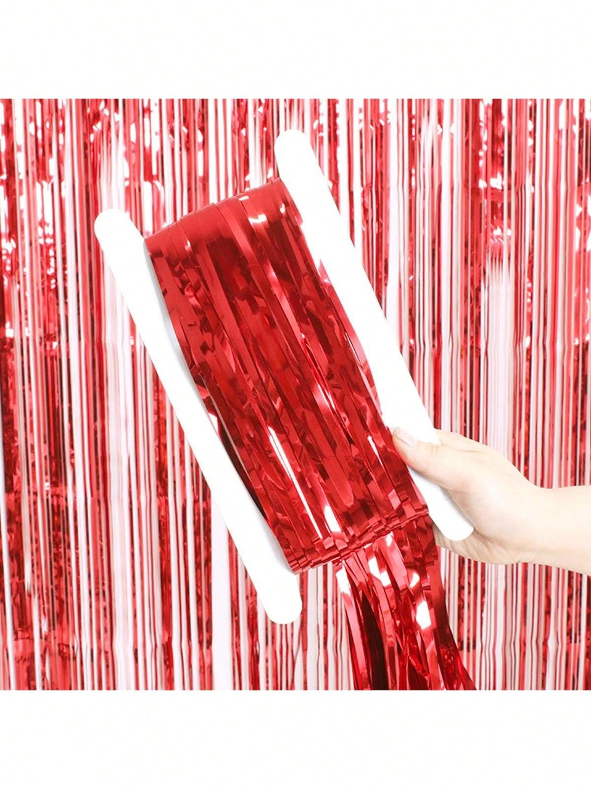 4pcs Metal Foil Curtain Backdrop, Red Metallic Fringe Curtain, Suitable For Birthday, Wedding, Engagement, Baby Shower, Bachelorette Party, Christmas, Holiday Celebration, Graduation Ceremony, Gender