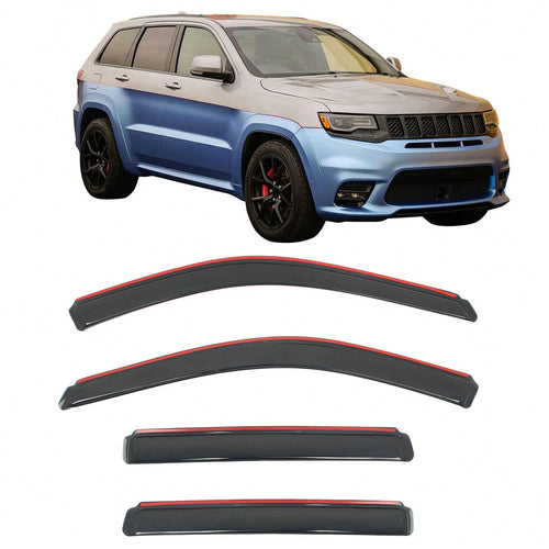 4PCS Slim Style In Channel Window Visors Compatible With Jeep Grand Cherokee WK 2011-2022 Acrylic Smoke Rain Guards Side Window Deflectors Car Accessories