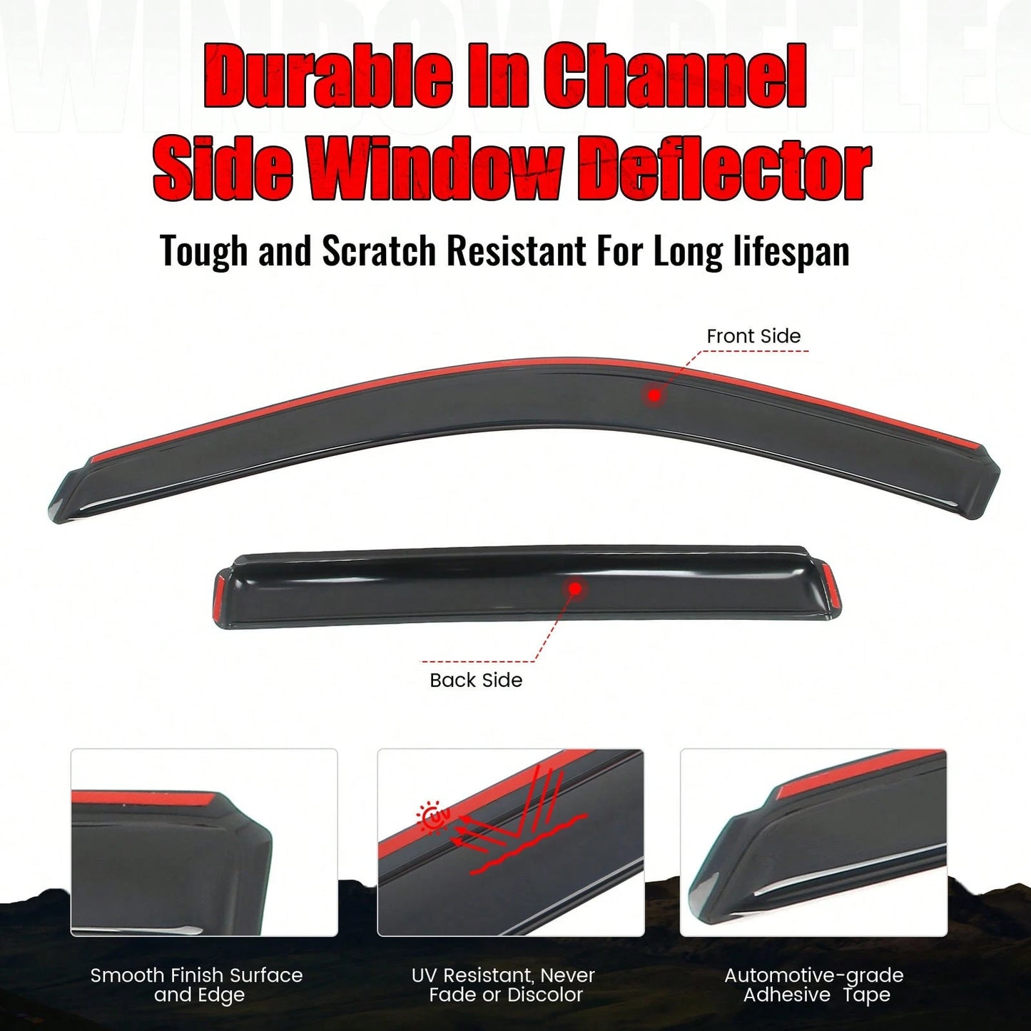 4PCS Slim Style In Channel Window Visors Compatible With Jeep Grand Cherokee WK 2011-2022 Acrylic Smoke Rain Guards Side Window Deflectors Car Accessories