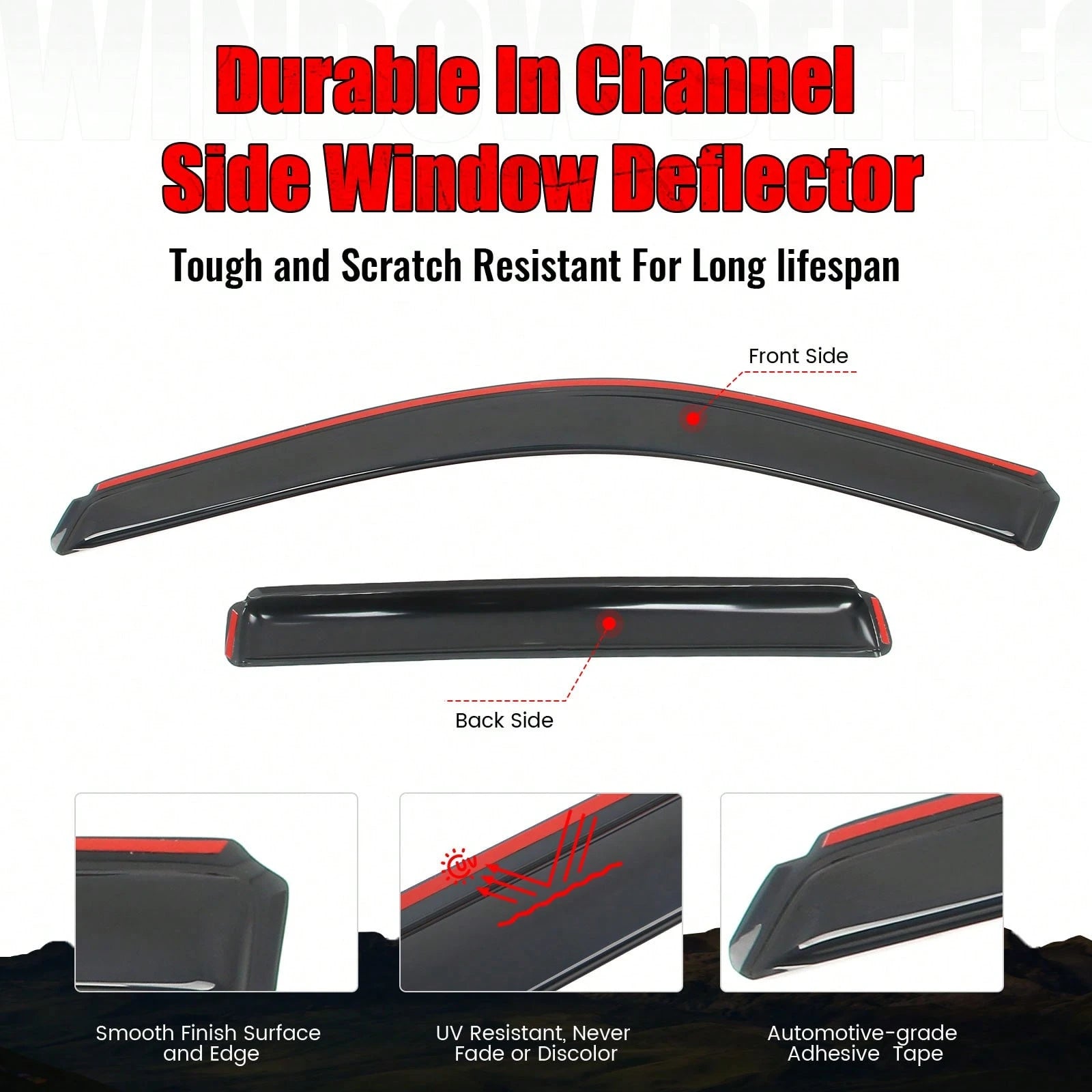 4PCS Slim Style In Channel Window Visors Compatible With Jeep Grand Cherokee WK 2011-2022 Acrylic Smoke Rain Guards Side Window Deflectors Car Accessories