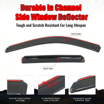 4PCS Slim Style In Channel Window Visors Compatible With Jeep Grand Cherokee WK 2011-2022 Acrylic Smoke Rain Guards Side Window Deflectors Car Accessories