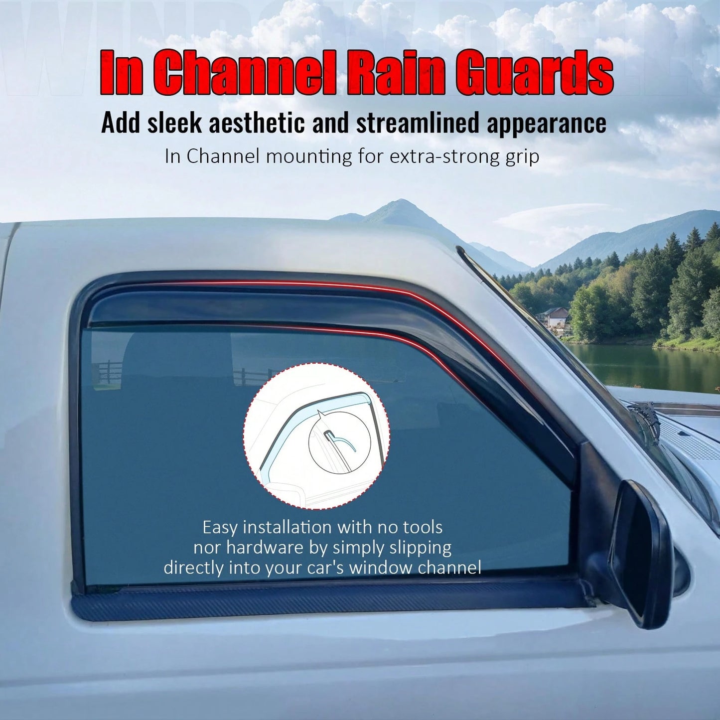 4PCS Slim Style In Channel Window Visors Compatible With Jeep Grand Cherokee WK 2011-2022 Acrylic Smoke Rain Guards Side Window Deflectors Car Accessories