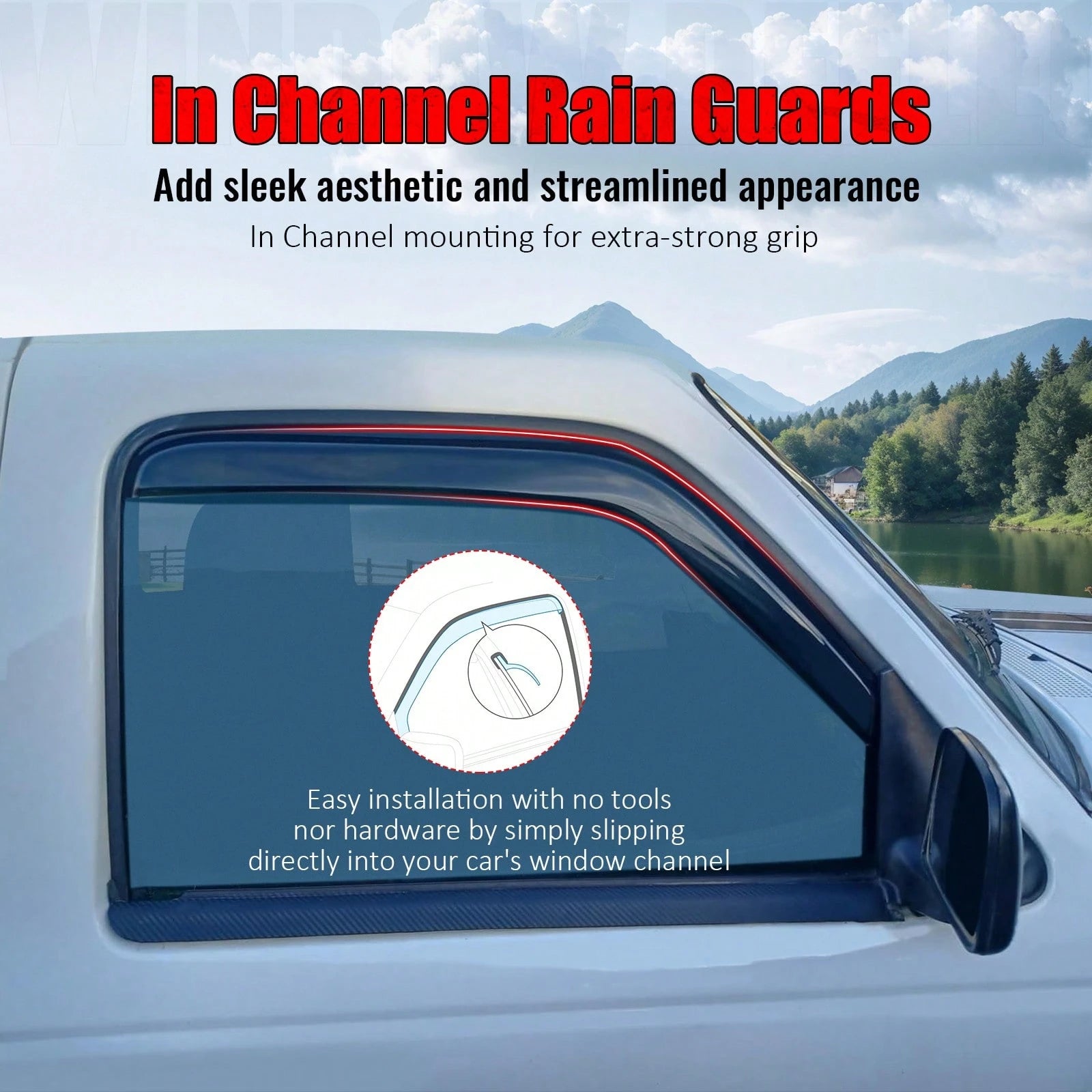 4PCS Slim Style In Channel Window Visors Compatible With Jeep Grand Cherokee WK 2011-2022 Acrylic Smoke Rain Guards Side Window Deflectors Car Accessories