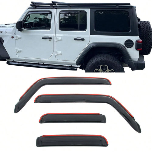 4PCS Slim Style In Channel Window Visors Compatible With Jeep Wranglers' JL Unlimited Gladiator 2018-2026 Acrylic Smoke Rain Guards Car Accessories