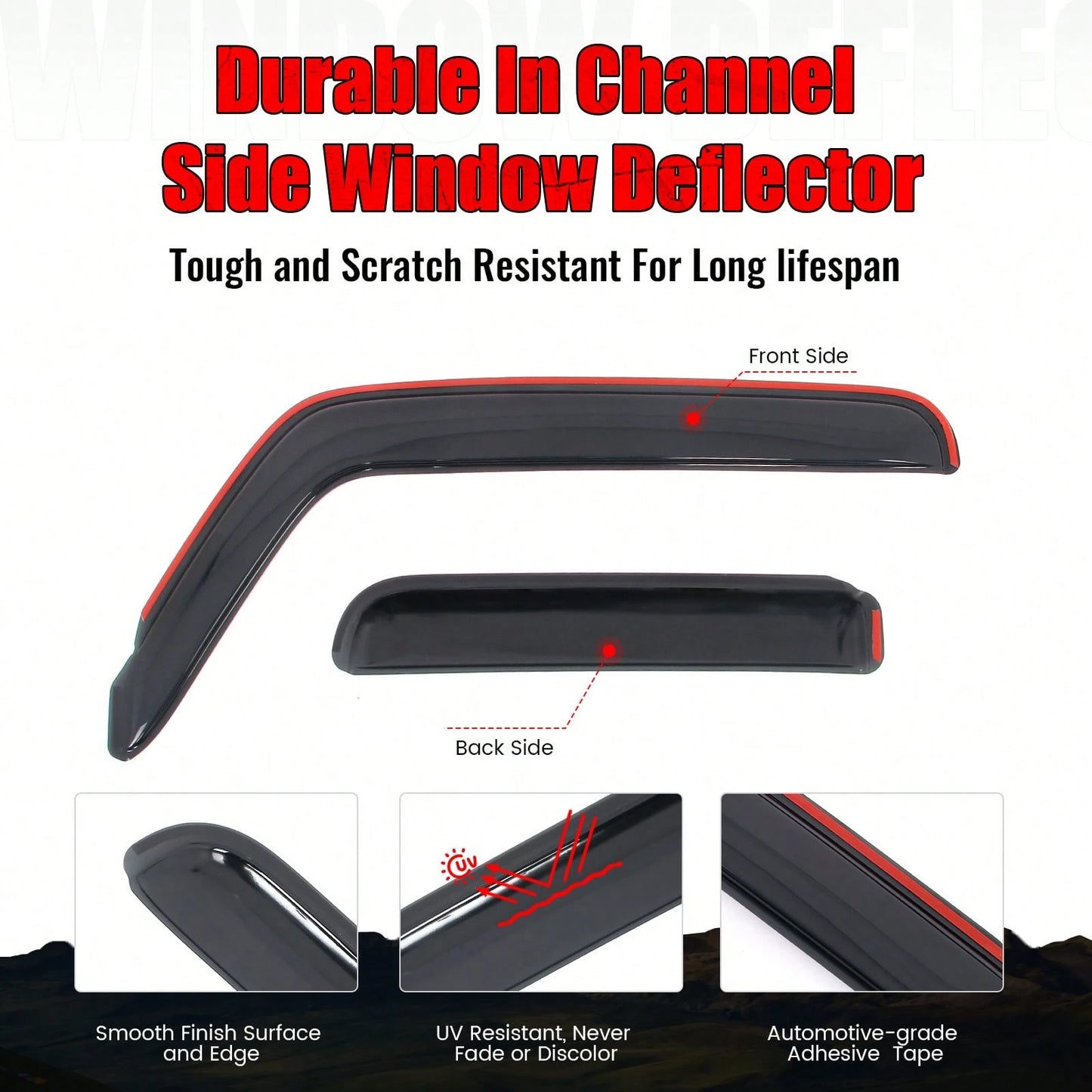 4PCS Slim Style In Channel Window Visors Compatible With Jeep Wranglers' JL Unlimited Gladiator 2018-2026 Acrylic Smoke Rain Guards Car Accessories