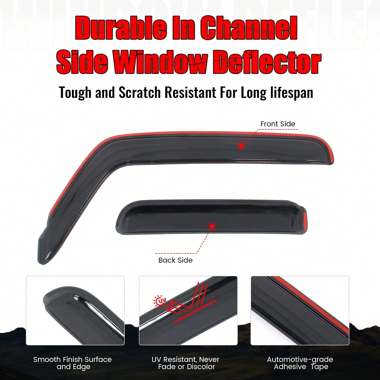 4PCS Slim Style In Channel Window Visors Compatible With Jeep Wranglers' JL Unlimited Gladiator 2018-2026 Acrylic Smoke Rain Guards Car Accessories