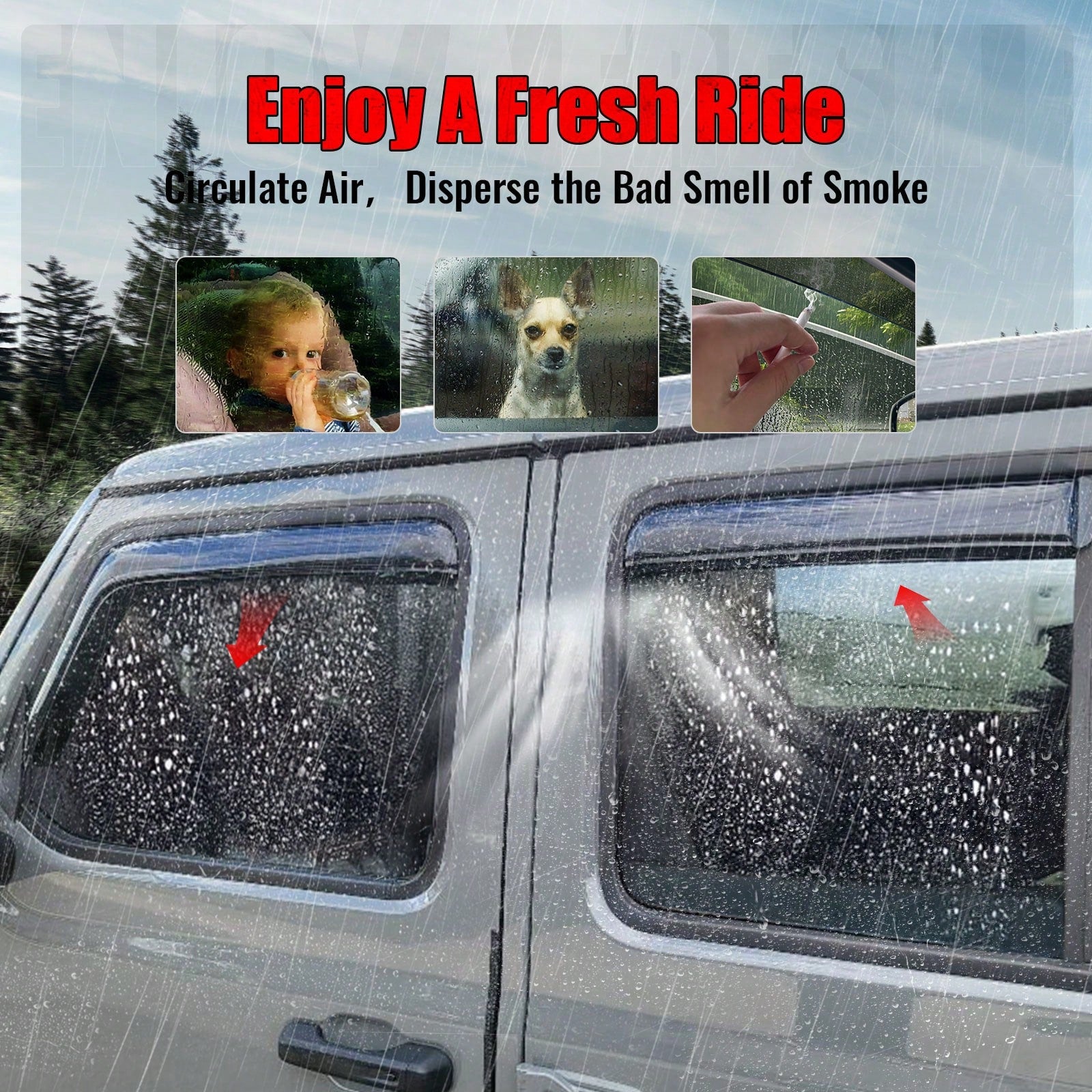 4PCS Slim Style In Channel Window Visors Compatible With Jeep Wranglers' JL Unlimited Gladiator 2018-2026 Acrylic Smoke Rain Guards Car Accessories