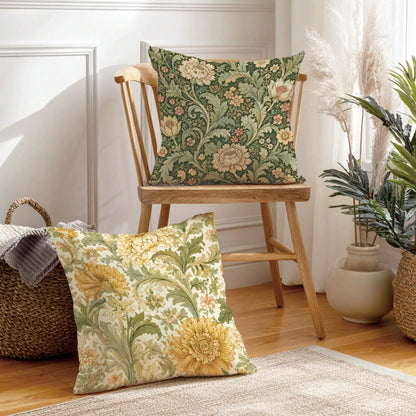 4pcs Vintage Floral William Morris Cushion Covers, Single-Sided Printed Peach Skin Polyester Fabric, 45*45CM Pillowcases For Modern Fabric Sofa Indoor Decor, Party Decoration, Gift Giving