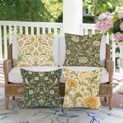 4pcs Vintage Floral William Morris Cushion Covers, Single-Sided Printed Peach Skin Polyester Fabric, 45*45CM Pillowcases For Modern Fabric Sofa Indoor Decor, Party Decoration, Gift Giving