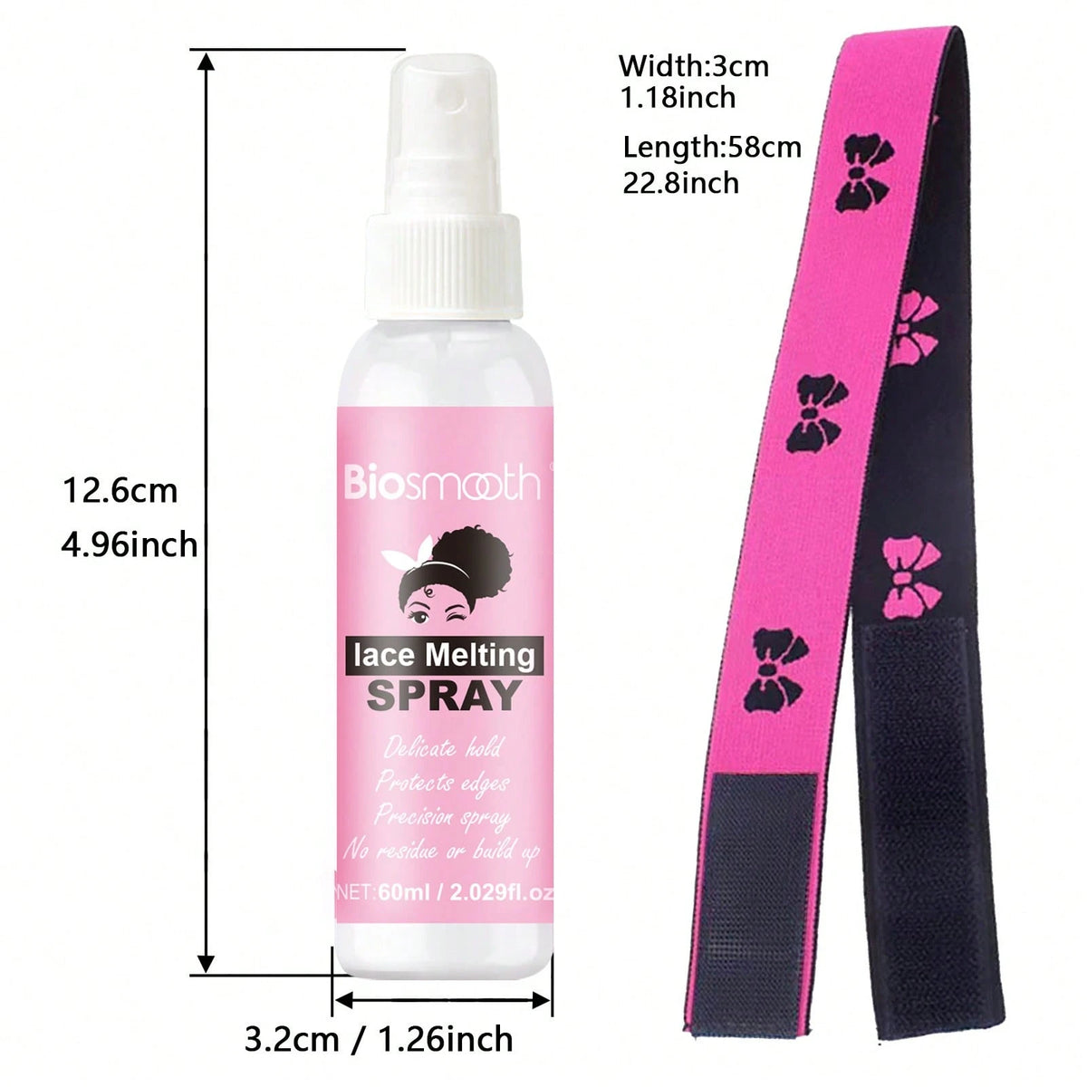 4pcs Wig Installing Kit- 60ml Melting Spray,38ml Lace Glue,30ml Lace Glue Remover And Lace Band