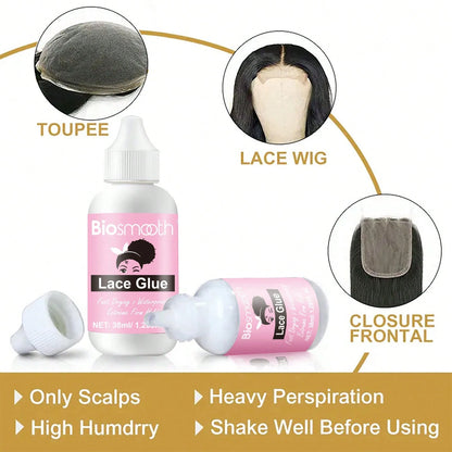 4pcs Wig Installing Kit- 60ml Melting Spray,38ml Lace Glue,30ml Lace Glue Remover And Lace Band