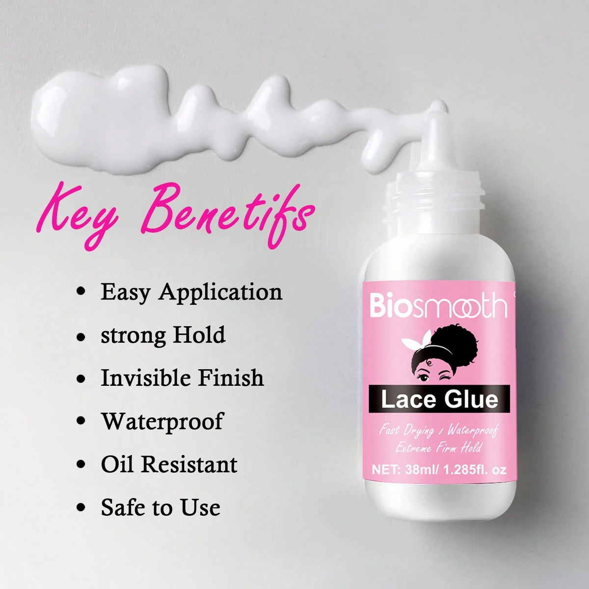 4pcs Wig Installing Kit- 60ml Melting Spray,38ml Lace Glue,30ml Lace Glue Remover And Lace Band