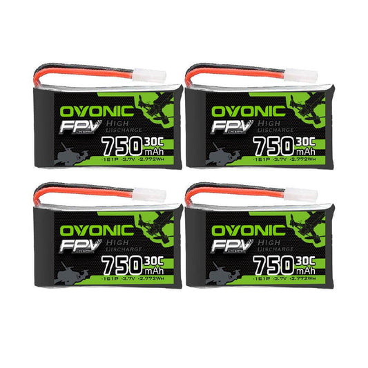 [4 Packs] OVONIC 3.7V 750mAh 1S1P 30C Molex Plug LiPo Battery for Syma X5C X5SW micro quad - Ampow