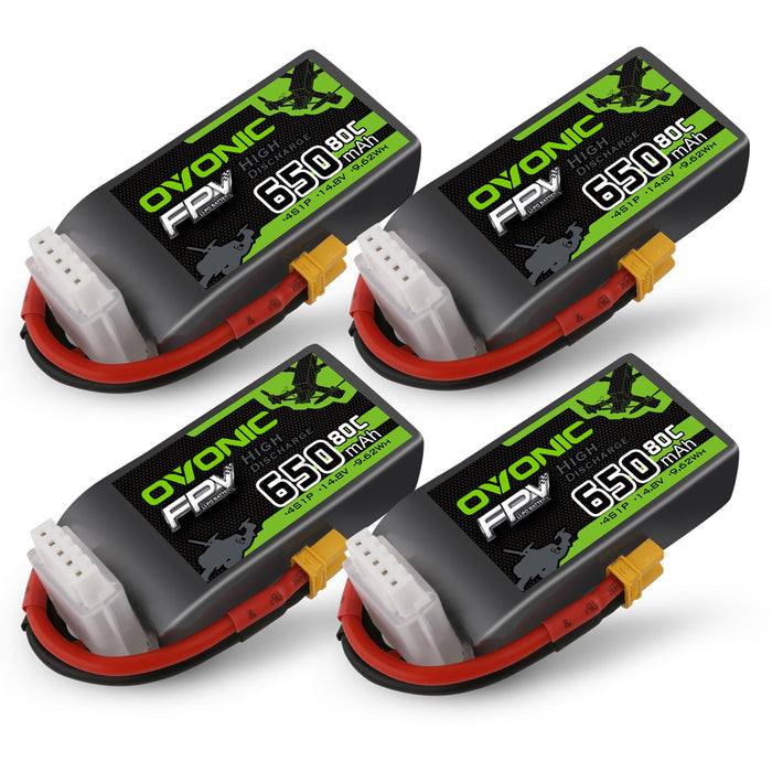 Ovonic 80C 14.8V 650mah 4S Lipo Battery with XT30 Plug