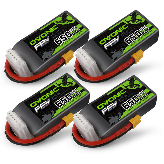 Ovonic 80C 14.8V 650mah 4S Lipo Battery with XT30 Plug
