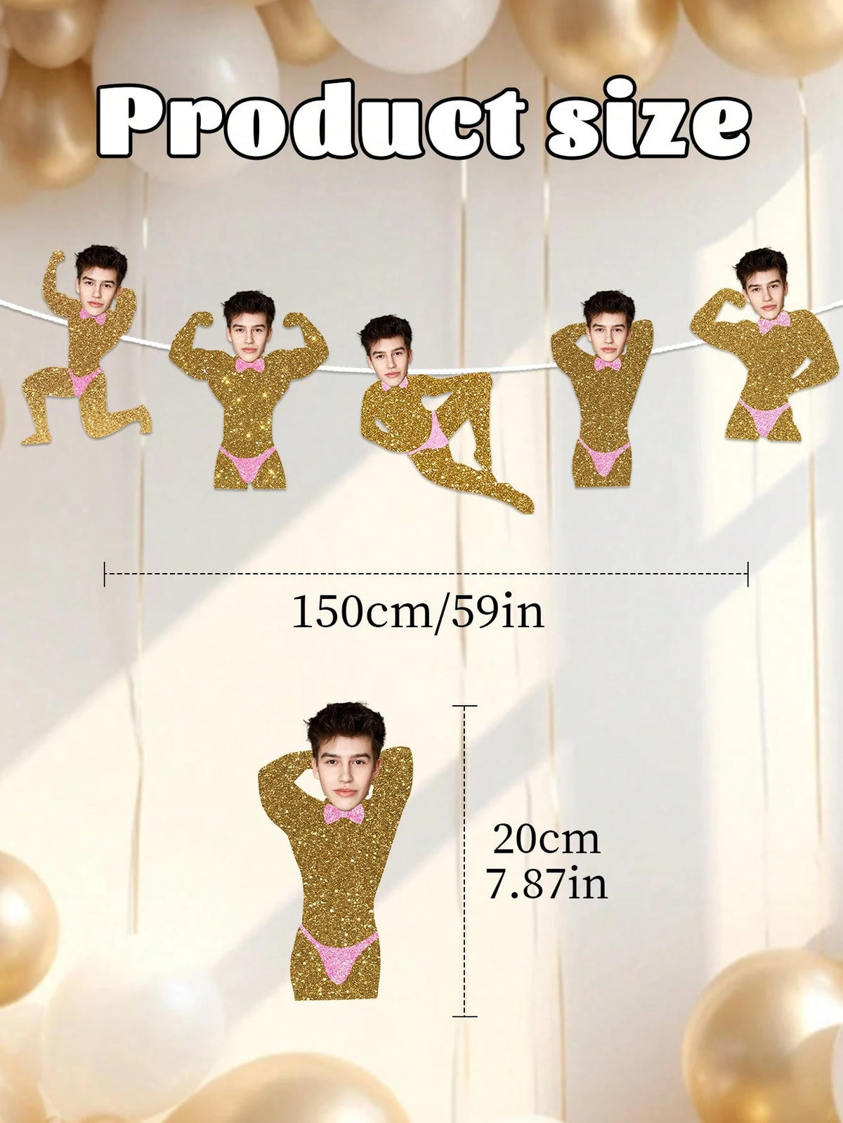 5/10/15pcs Customized Party Banners, Personalized Photos, Groom Face Customized Banners, Gold Glitter Party Decorations, Bachelorette Party Favors, Suitable For Bridal Shower