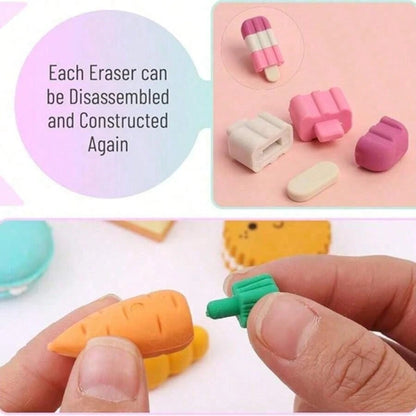 5/10/30pcs Random Cute Food Pattern Eraser Set- Mini Fruit, Vegetable, Dessert Design Erasers, Suitable For Classroom Rewards And Party Favors, Can Be Used As Collectible Desk Decor, Student Rewards