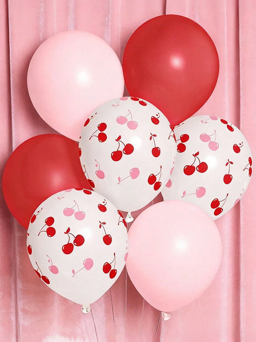 5/19/32pcs Red & Pink Cherry Blossom Printed Latex Balloons, 12 Inch Party Balloons Suitable For Baby Shower, Birthday Party, Cherry Blossom Theme, Bridal Shower Decor