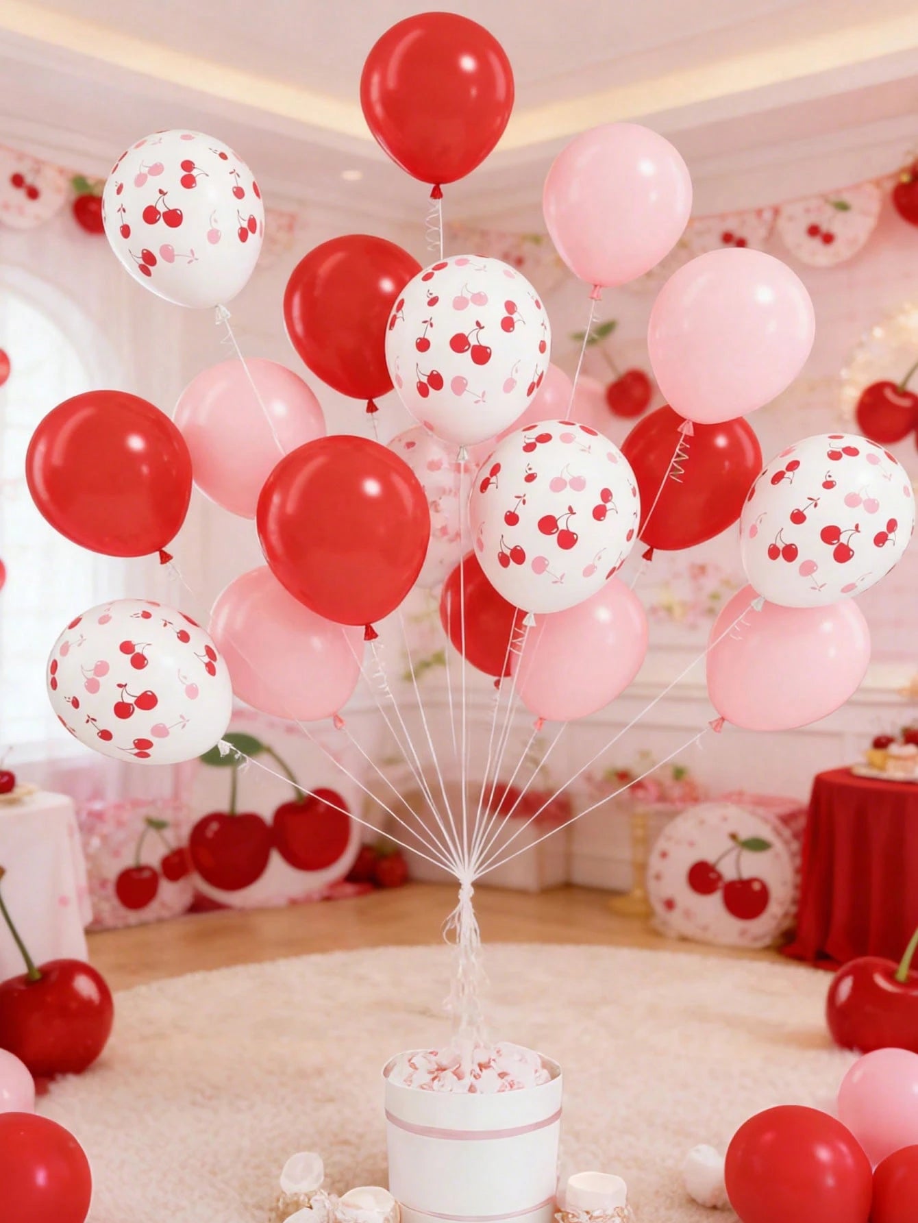 5/19/32pcs Red & Pink Cherry Blossom Printed Latex Balloons, 12 Inch Party Balloons Suitable For Baby Shower, Birthday Party, Cherry Blossom Theme, Bridal Shower Decor