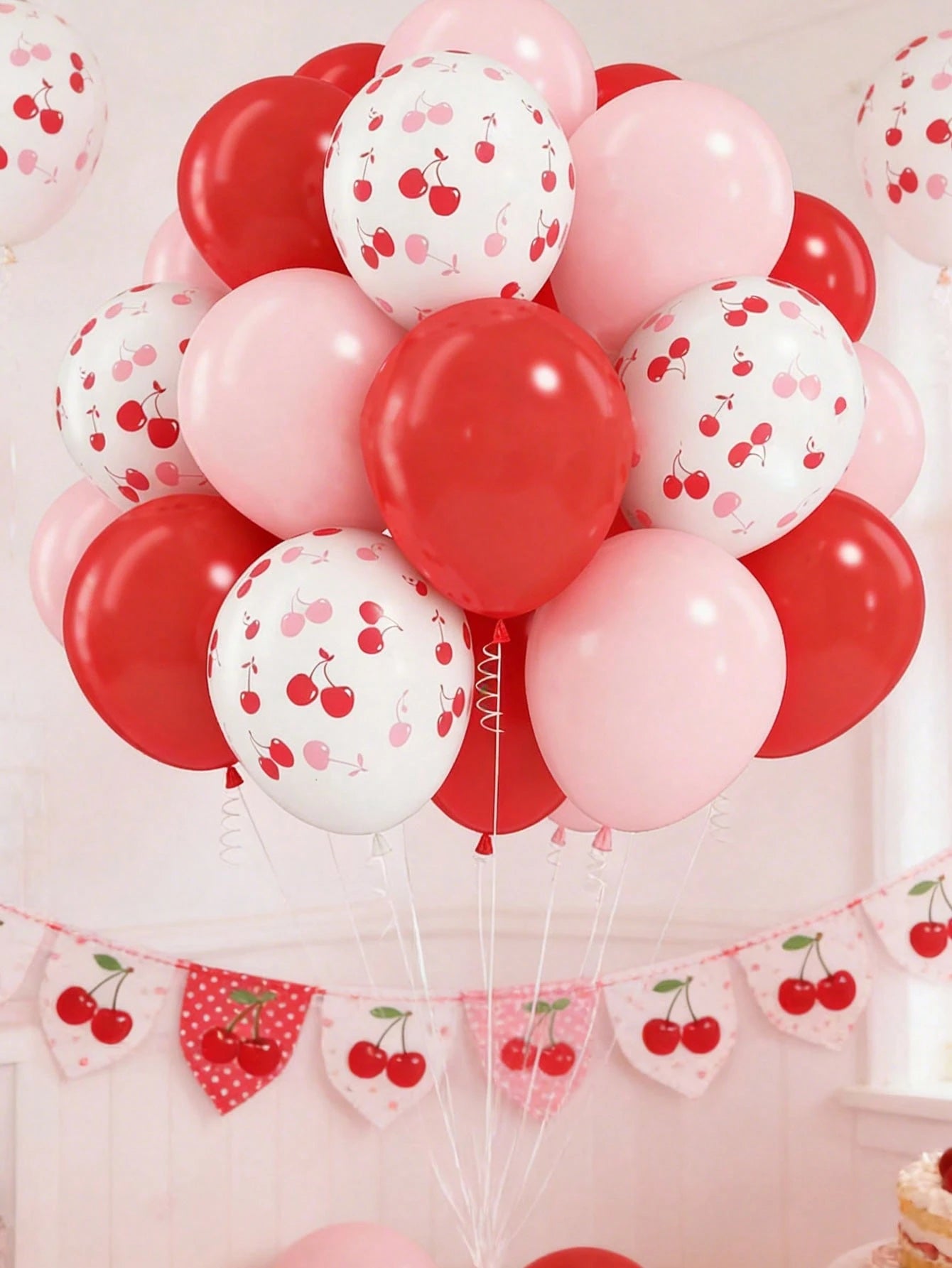 5/19/32pcs Red & Pink Cherry Blossom Printed Latex Balloons, 12 Inch Party Balloons Suitable For Baby Shower, Birthday Party, Cherry Blossom Theme, Bridal Shower Decor