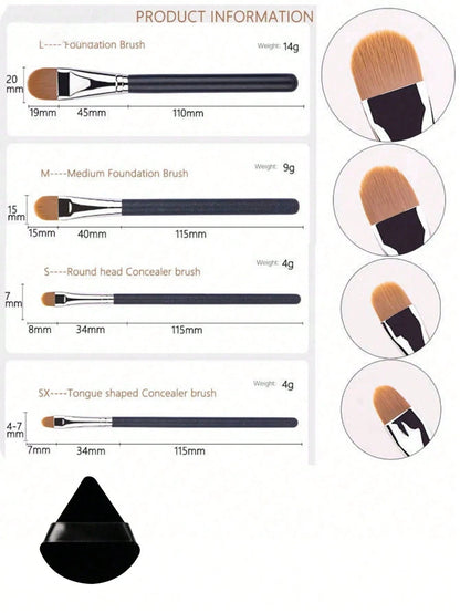 5/4/1pc Concealer Brush Set, Includes Small Flat Concealer Brush, Gel Eyeliner Brush, Detail Concealer Brush, Makeup Tools, Foundation Brush, Concealer Brush, Blush Brush, Contour Brush, Blush Brush