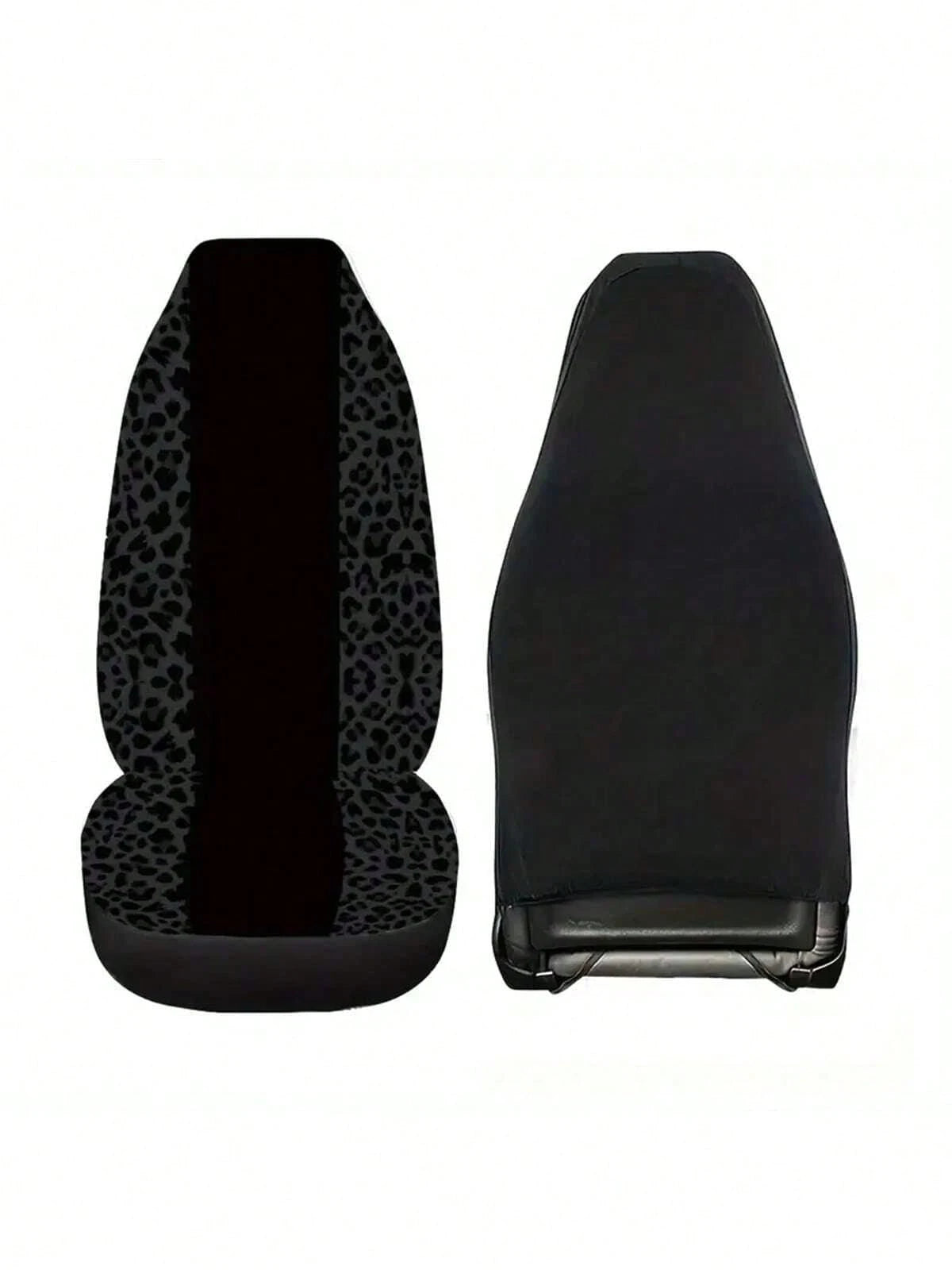 5-Seat 1pc Full Black Center Stripe Leopard Print Car Seat Cover, Car Accessories, Leopard Print Pattern Women's Car Seat Cover, Car Decor, Car Seat Cover, Car Interior Accessories, Men's Car Seat Cov
