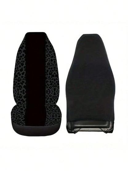 5-Seat 1pc Full Black Center Stripe Leopard Print Car Seat Cover, Car Accessories, Leopard Print Pattern Women's Car Seat Cover, Car Decor, Car Seat Cover, Car Interior Accessories, Men's Car Seat Cov