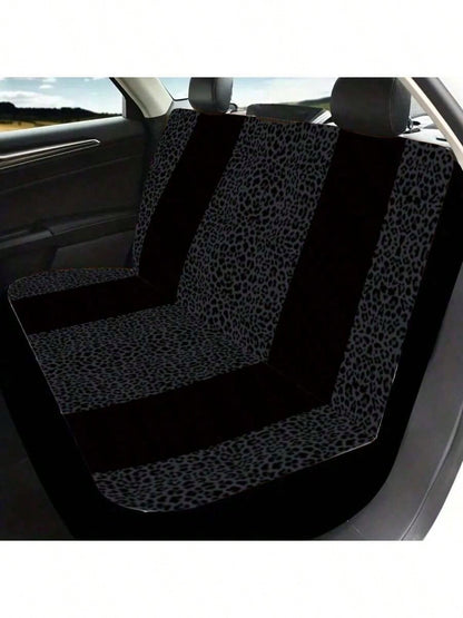 5-Seat 1pc Full Black Center Stripe Leopard Print Car Seat Cover, Car Accessories, Leopard Print Pattern Women's Car Seat Cover, Car Decor, Car Seat Cover, Car Interior Accessories, Men's Car Seat Cov