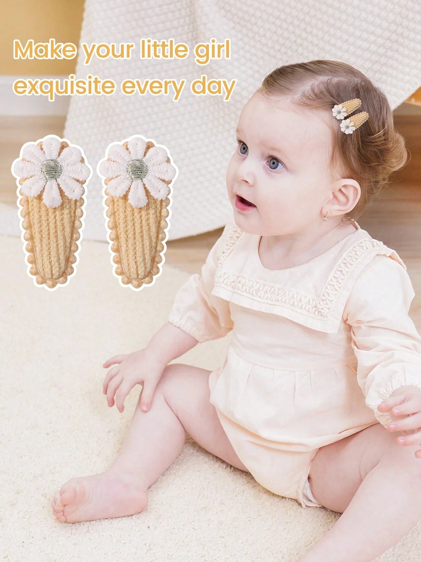 50/20/10 Pieces Baby Girl Cute Toddler Press Button Hair Clips With Flower Pattern- Children BB Clips Fabric Embroidery Water Drop Clips, Printed Hair Clips Baby Bangs Clips, Headdresses Hair Accesso