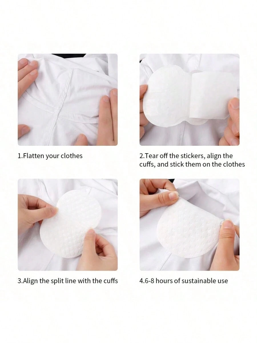 50/80pcs/Set Disposable Non-Woven Fabric Invisible Pad Anti-Sweat Patch, Minimalist White Underarm Anti-Sweat Patch,For Long-Lasting And Effective Sweat Prevention, Invisible Sweat Absorption, Under T