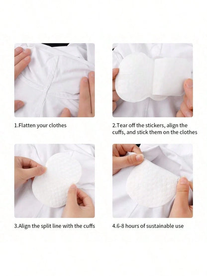 50/80pcs/Set Disposable Non-Woven Fabric Invisible Pad Anti-Sweat Patch, Minimalist White Underarm Anti-Sweat Patch,For Long-Lasting And Effective Sweat Prevention, Invisible Sweat Absorption, Under T