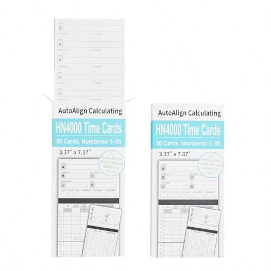 50 Time Cards For UPunch HN4000, HN2000, HN2500, HN4500