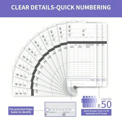 50 Time Cards For UPunch HN4000, HN2000, HN2500, HN4500