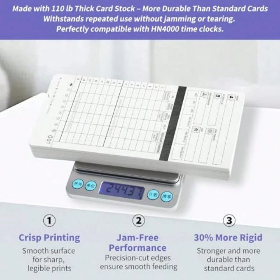 50 Time Cards For UPunch HN4000, HN2000, HN2500, HN4500