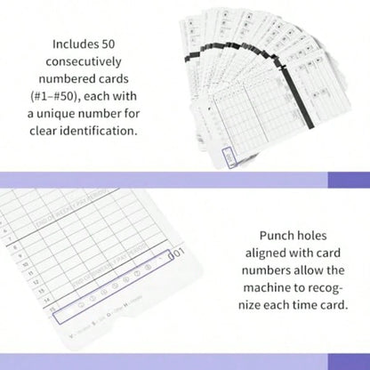 50 Time Cards For UPunch HN4000, HN2000, HN2500, HN4500