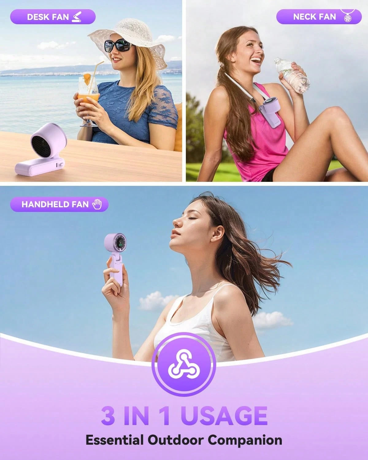 50000RPM Speed Portable Handheld Fan, Foldable Powerful Winds Fans, 10000mAh Battery, USB Rechargeable Personal Fan With 5 Speed, Digital Display Women Men Travel Camping Outdoor