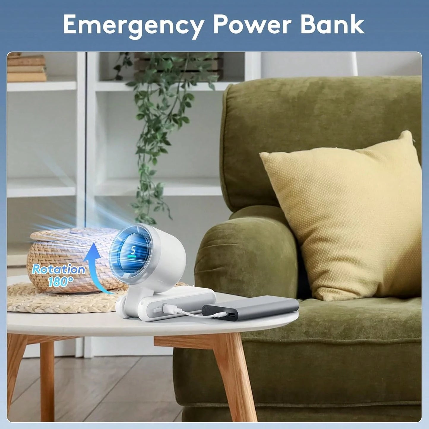 50000RPM Speed Portable Handheld Fan, Foldable Powerful Winds Fans, 10000mAh Battery, USB Rechargeable Personal Fan With 5 Speed, Digital Display Women Men Travel Camping Outdoor