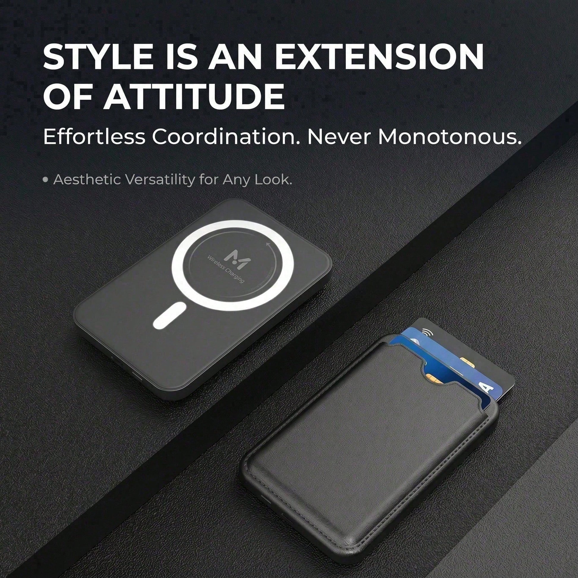 5000mAh Magnetic Power Bank With Card Holder & Wireless Charging, 15W Wireless & 22.5W Wired Fast Charging Portable Battery Pack, Ultra Slim Leather Wallet For Daily Commute, Compatible With IPhone 17