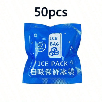 50pcs 40ml Self-Absorbing Ice Packs, Leak-Proof Reusable Cold Bags, Suitable For Food Preservation, Picnic, Camping, Logistics Transportation And Lunch Boxes, Summer Cooling Ice Packs